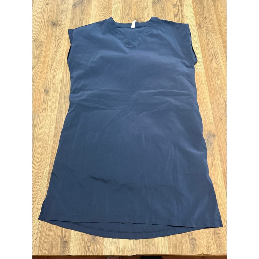 Stylus Dress Womens Size M Navy Blue Shift Tunic V-Neck Cap Sleeve Stretch